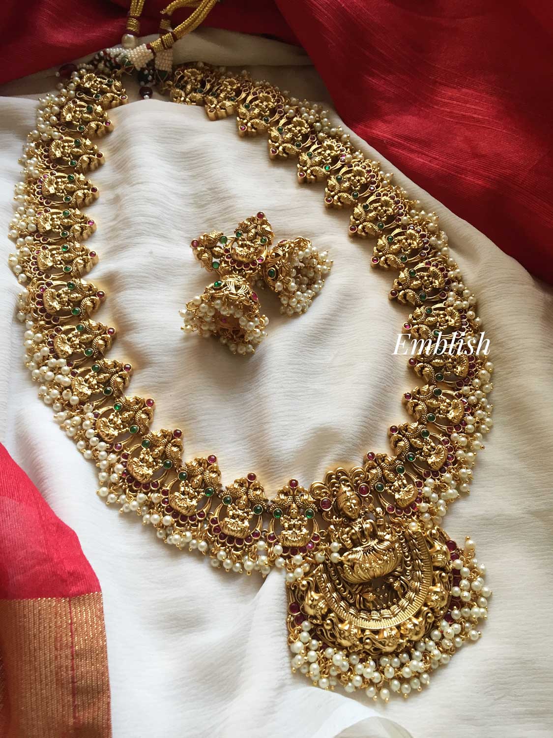Antique finish Lakshmi guttapusalu long neckpiece 